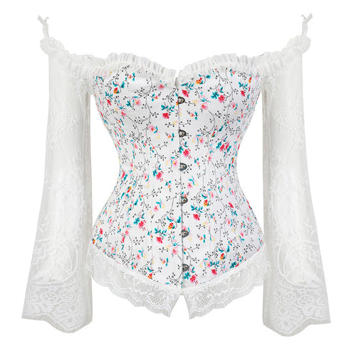 Sexy Lingerie Women Corset Bustier Top Overbust Sexy Nightclub Clothing Steampunk Gothic Lace Long Sleeves Corsets Costume - ROUTINE FASHION
